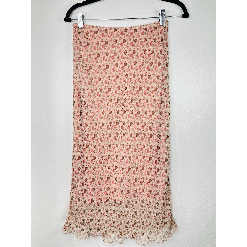 Vintage Y2K La Belle Floral Pink Coquette Skirt Size 7